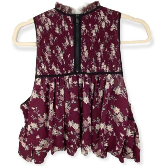 Cinq a Sept Silk Soha Top in Berry Multi Revolve Size Medium Floral Smocked Boho - Picture 5 of 8